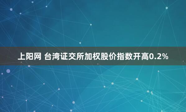 上阳网 台湾证交所加权股价指数开高0.2%