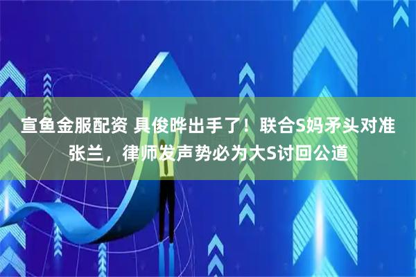 宣鱼金服配资 具俊晔出手了！联合S妈矛头对准张兰，律师发声势必为大S讨回公道